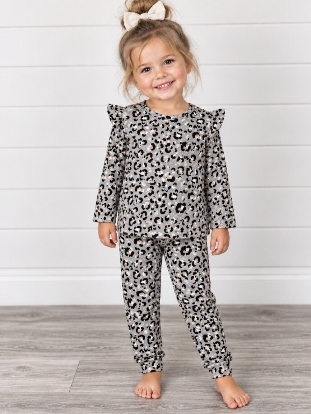 The Children’s Place Leopard Print Ruffle Top & Jogger Pants 2 Piece Set Size 2T